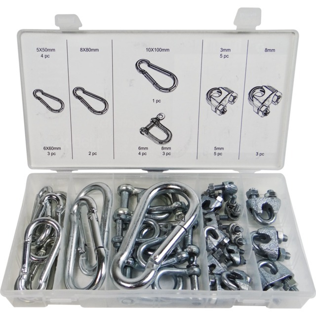Coffret 30 Manilles ,mousqueton, Serre-cables Techni-power référence fournisseur 1830709